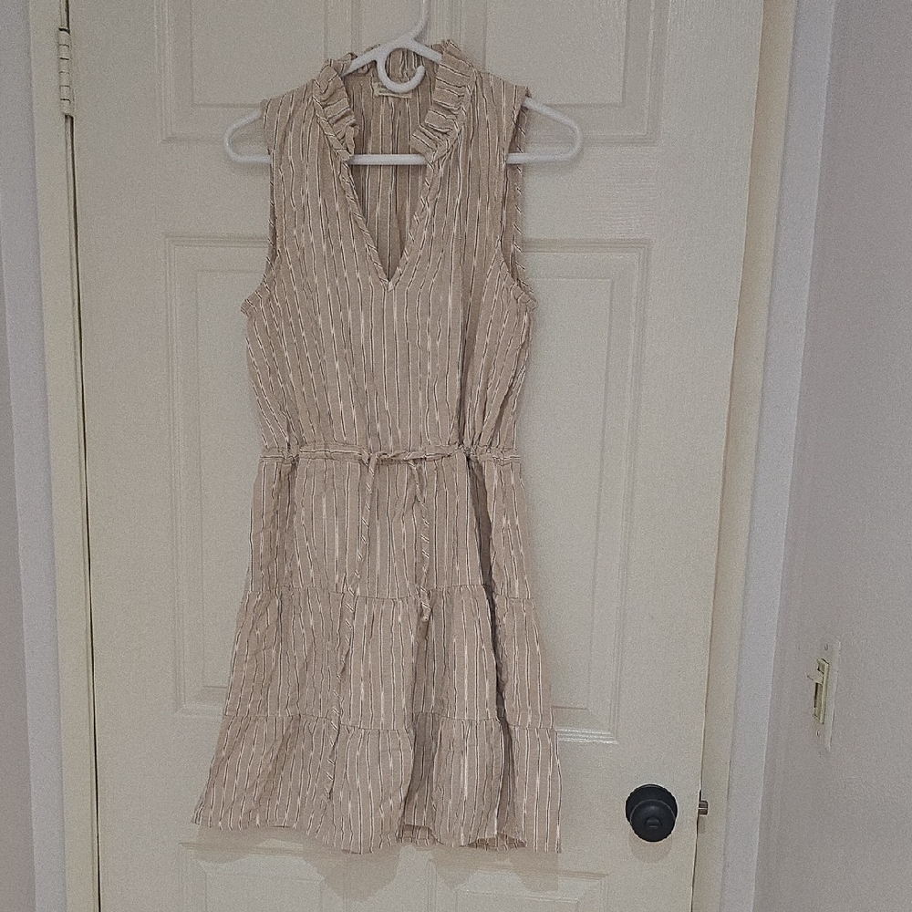 Just Living Cream Tan Sleeveless V-neck Sundress